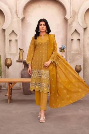 Mehandi Embroidered 3 Piece Lawn Suit – Tabeer Collection Vol 5