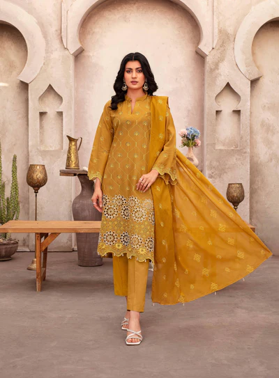 Mehandi Embroidered 3 Piece Lawn Suit – Tabeer Collection Vol 5