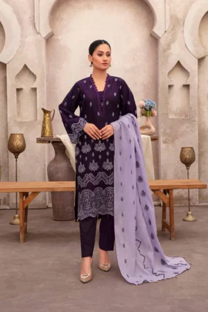 Purple Embroidered 3 Piece Lawn Suit – Tabeer Collection Vol 5