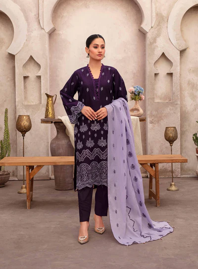 Purple Embroidered 3 Piece Lawn Suit – Tabeer Collection Vol 5