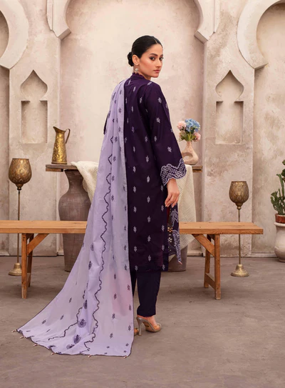 Back View – Purple Embroidered Lawn Shirt Tabeer Collection Vol 5